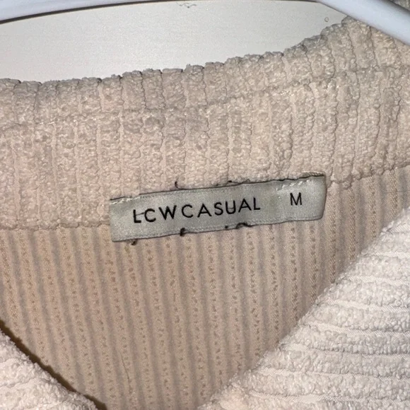 Cream Ribbed Button-Up Shirt - Picture 2 of 2